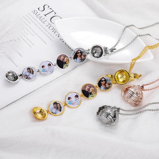 Openable Multi-layer Photo Box Photo Pendant Hollow Wings Folding Necklace Jewelry