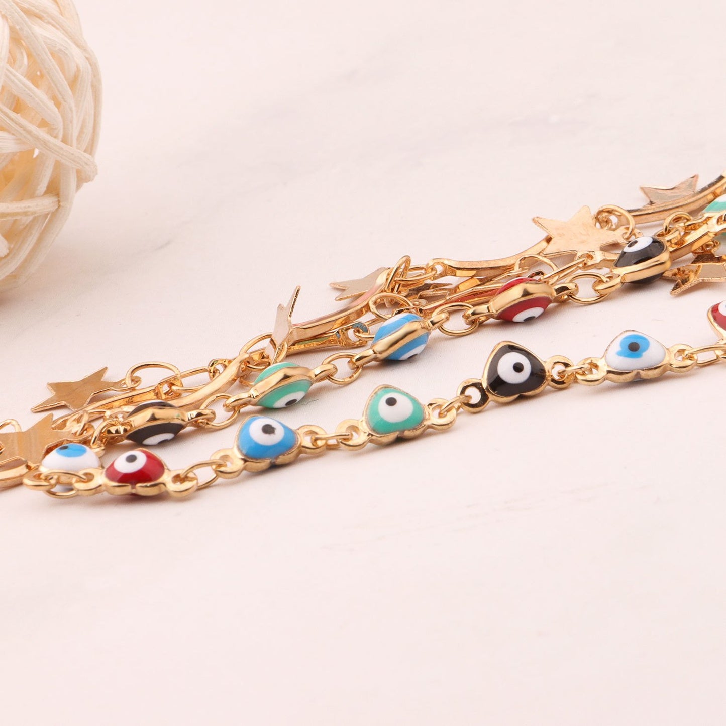 Jewelry Handmade Fashion Devil's Eye Necklace Female Simple Double-layer Pentagonal Star Pendant Necklace