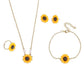 Necklace Earrings Four-piece Fashion Sunflower Pearl Pendant Set Cute Flower Clavicle Chain Female