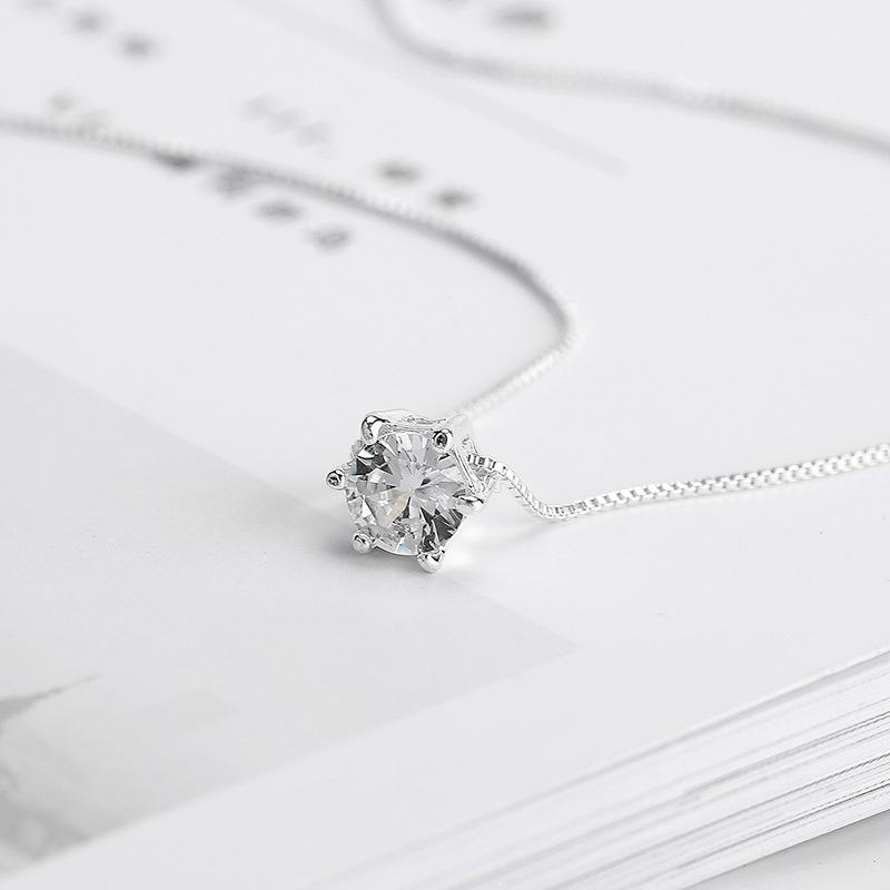 Jewelry fashion simple single zircon necklace sweet micro-inlaid pendant