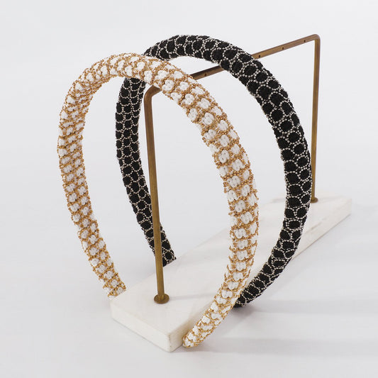 F4473 Creative fashion small fragrance headband French light luxury temperament elegant gold beads simple non-slip headband
