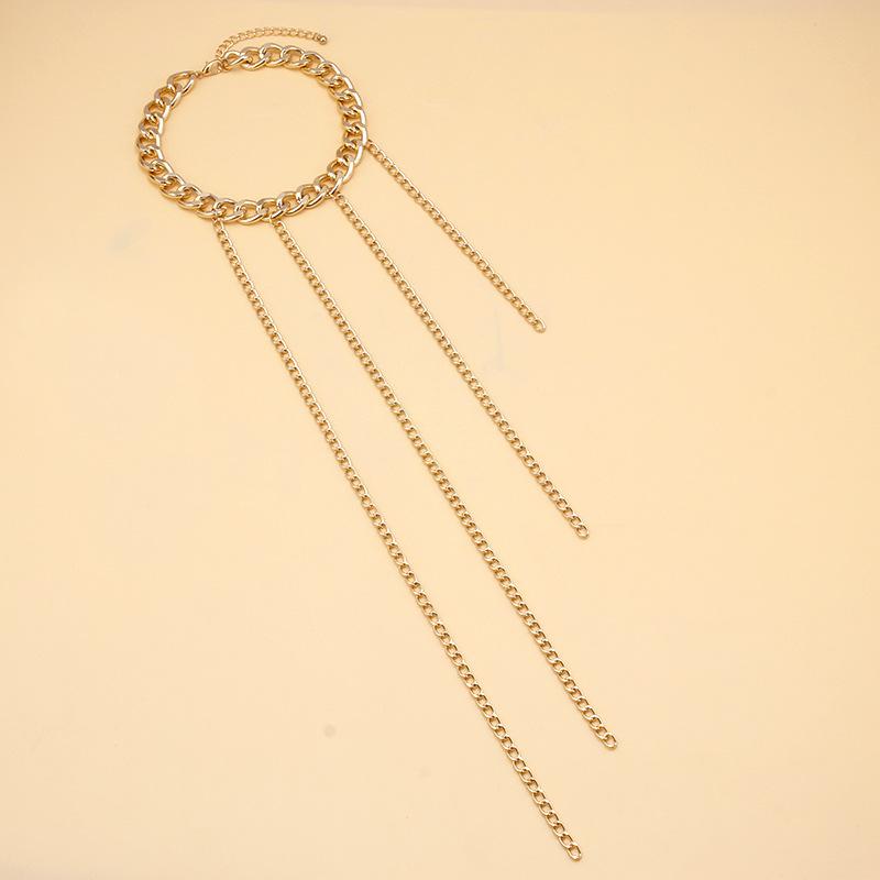 Jewelry punk exaggerated long metal chain tassel necklace hip-hop personality ins clavicle chain