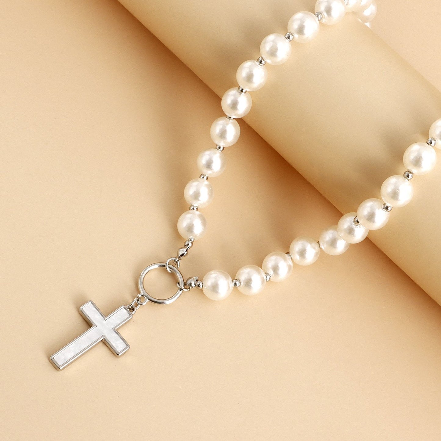 Jewelry mix and match beaded necklace shell beads cross mother of pearl necklace hot girl sweater chain high sense