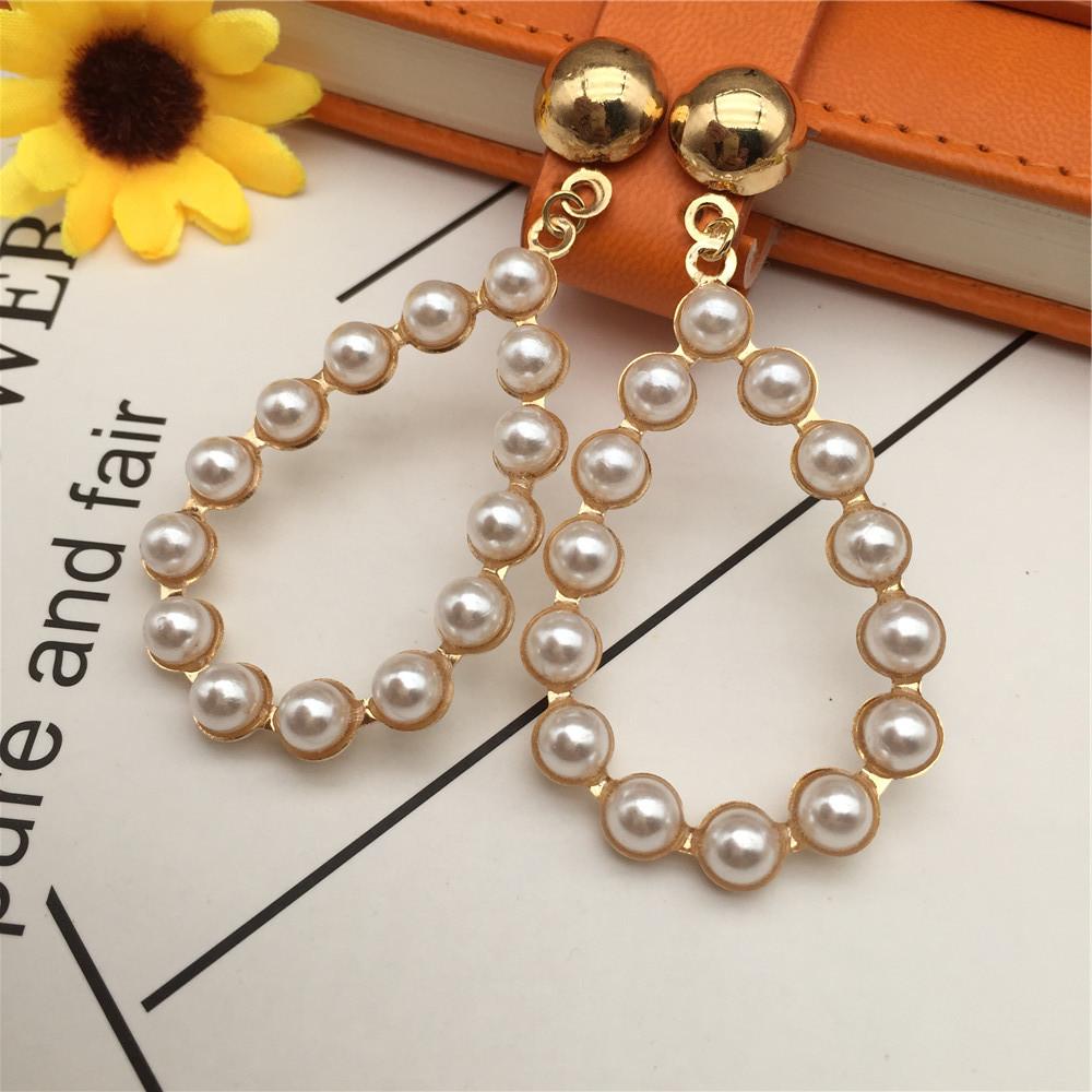 Pearl Geometric Love Stud Earrings Popular Exaggerated Earrings Street Stall Jewelry