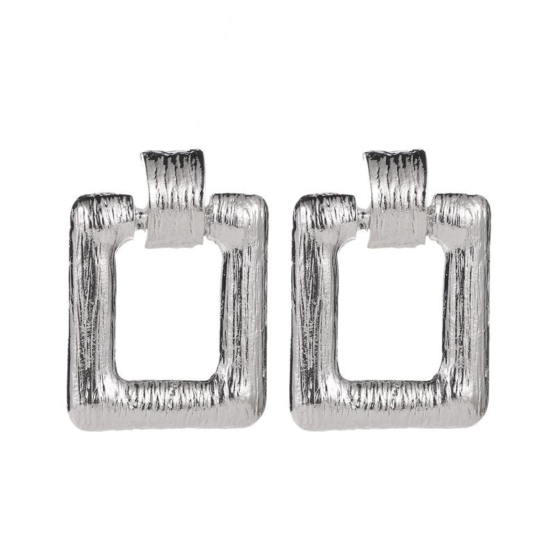 Earrings Simple Metal Brushed Earrings Stud Earrings Fashion Square Retro Earrings
