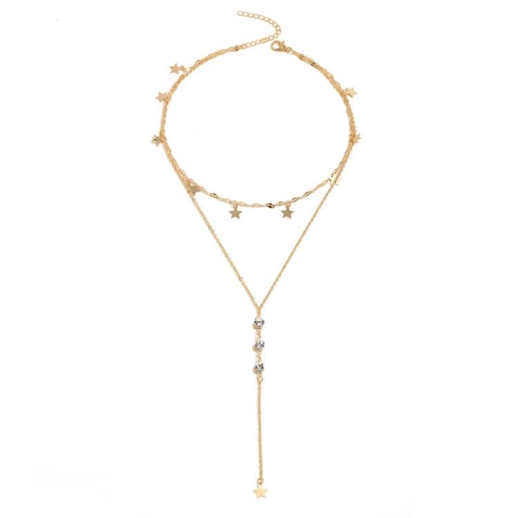 Exaggerated Long Star Pendant Clavicle Chain Temperament Necklace Neck Jewelry Net Red Short Necklace Female