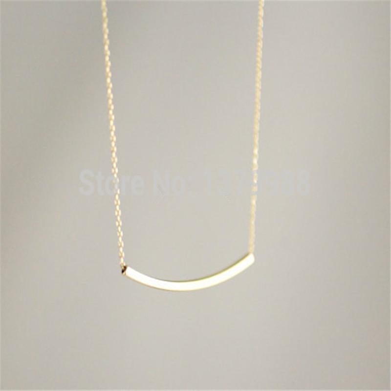 Minimalist Curved Bar Pendant Necklace Popular Elements Small Jewelry