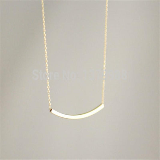 Minimalist Curved Bar Pendant Necklace Popular Elements Small Jewelry
