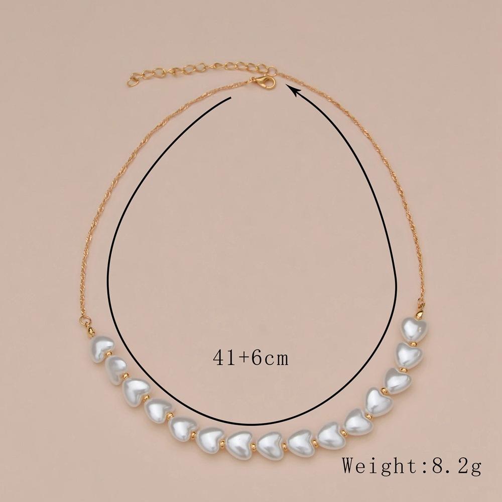 Fashion Elegant Peach Heart Imitation Pearl Necklace Short Necklace Accessories