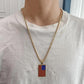 ins American flag hip-hop rectangular tag necklace fashion Taigang jewelry