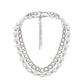 The same trendy men's stainless steel necklace cold double-layer Cuban chain six-sided grinding coarse chain pearl chain