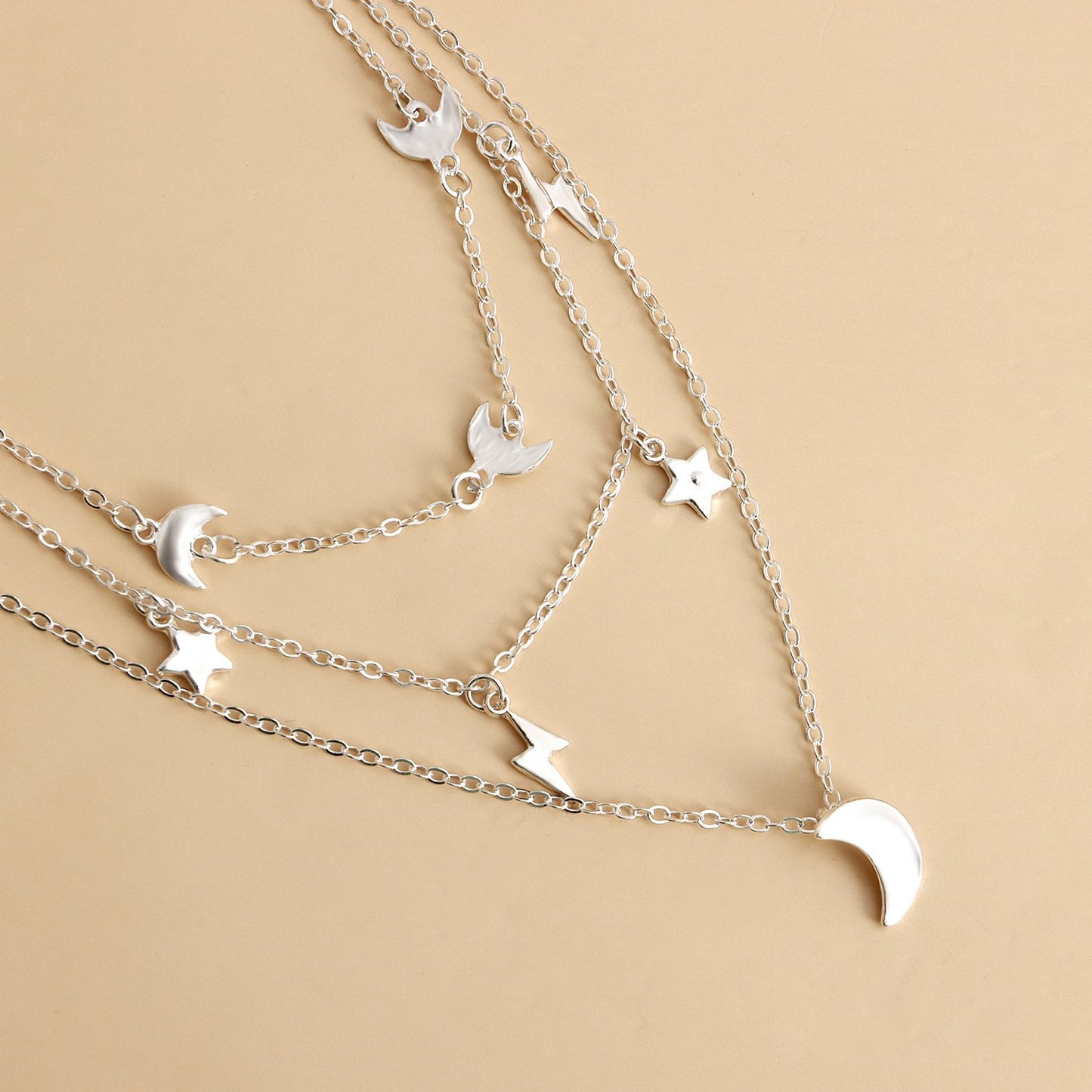 Jewelry Star Moon Pendant Double Layer Necklace Creative Retro Simple Alloy Necklace