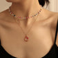 Fashion trend double-layer water drop dried flower resin pendant simple temperament elegant necklace jewelry female