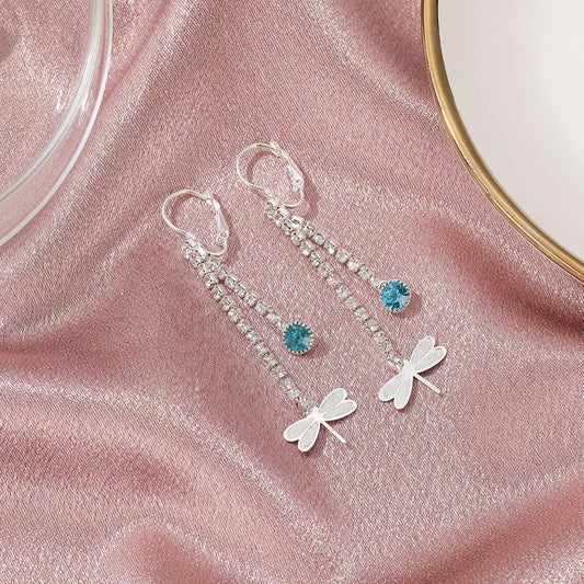 Niche Design Long Fashionable Dragonfly Earrings Female Exquisite Aesthetic Light Luxury Tassel Insect Earrings
