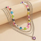 Jewelry Creative Random Color Eyes Multilayer Necklace Stacked Bead Chain Peach Heart Necklace Female