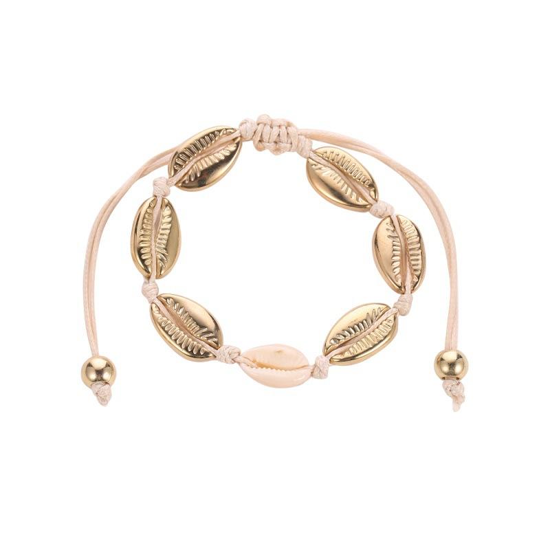 Fashion Braided Bracelet Adjustable Seashell Metal Knotted Bracelet Women Ocean Bracelet