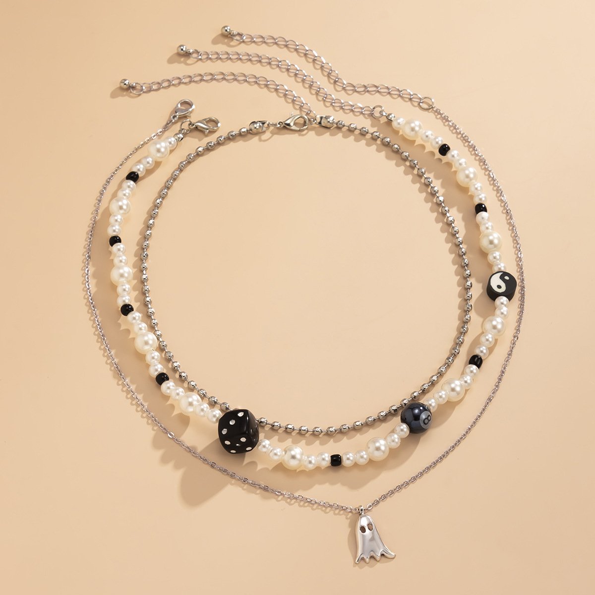Jewelry Retro Mix and Match Dice Tai Chi Necklace Female Versatile Ghost Pendant Alphabet Beaded Necklace