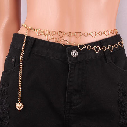 Love Waist Chain Jewelry Double Strand Peach Heart Versatile Dress Decoration Belt