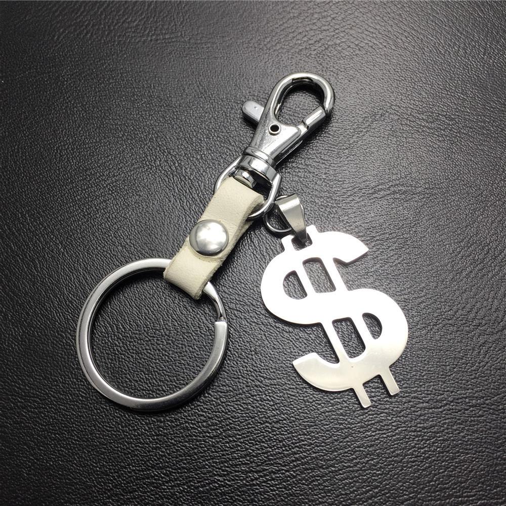 US dollars, US knives, titanium steel pendant, stainless steel hanging price, cowhide key chain, Valentine's Day gift bag pendant