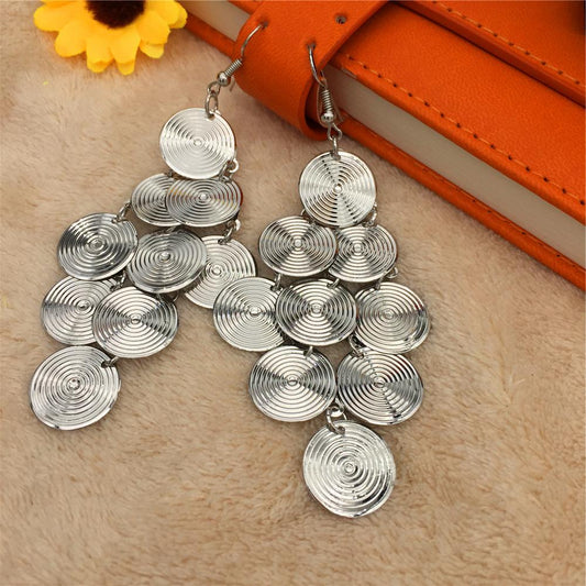 Direct Supply Fashion Retro Personality Rhombus Small Disc String Ladies Earrings Pop Earrings