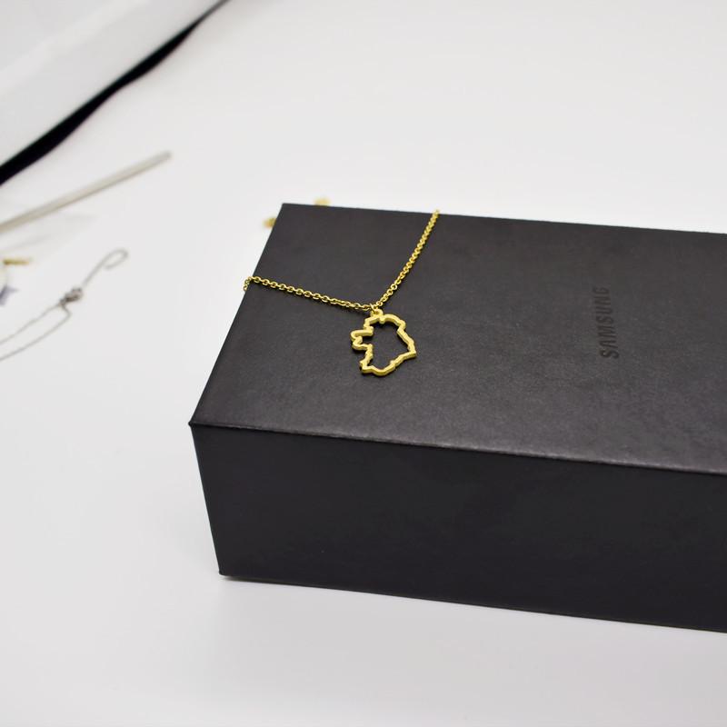 Hollow Ireland Country Map Necklace World Map Europe Pendant Stainless Steel Jewelry