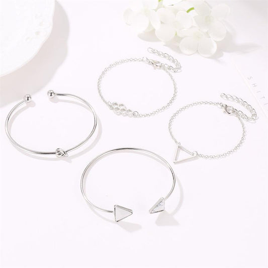 Set of Four Bohemian Knotted Triangle Honeycomb Bracelets Set