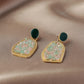 Dongdaemun Retro Irregular Geometric Gravel Earrings French Temperament Color Stone Earrings Female Jewelry