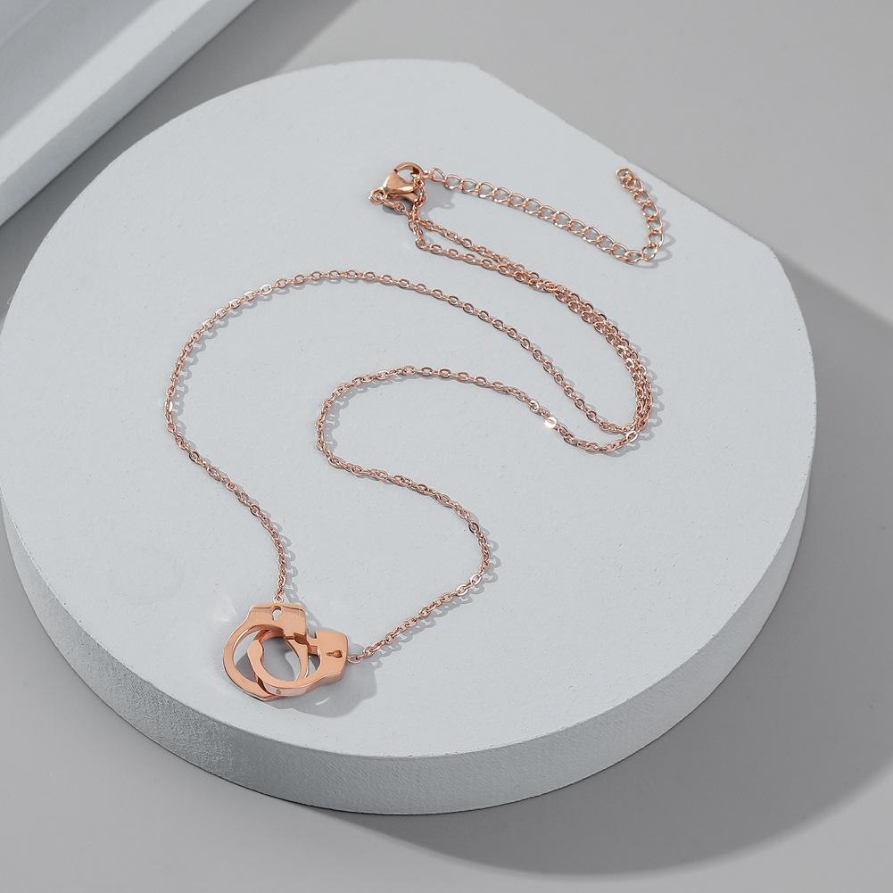 Creative Fashion Stainless Steel Handcuffs Pendant Simple Personality Necklace Jewelry