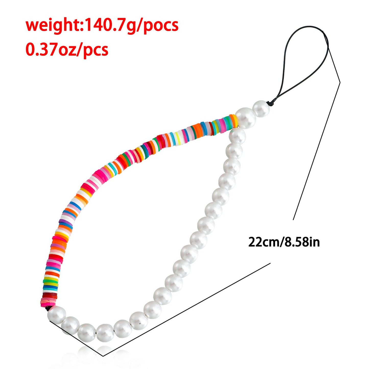 Jewelry Bohemia Stitching Colored Soft Pottery Imitation Pearl Phone Chain Handwoven Ornaments