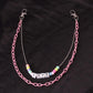 Harajuku personality street trend ornaments wild pink acrylic chain letter dice double-layer pants chain