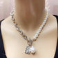 Korean ins net red temperament single-layer special-shaped pearl OT buckle necklace trendy brand simple necklace clavicle chain female
