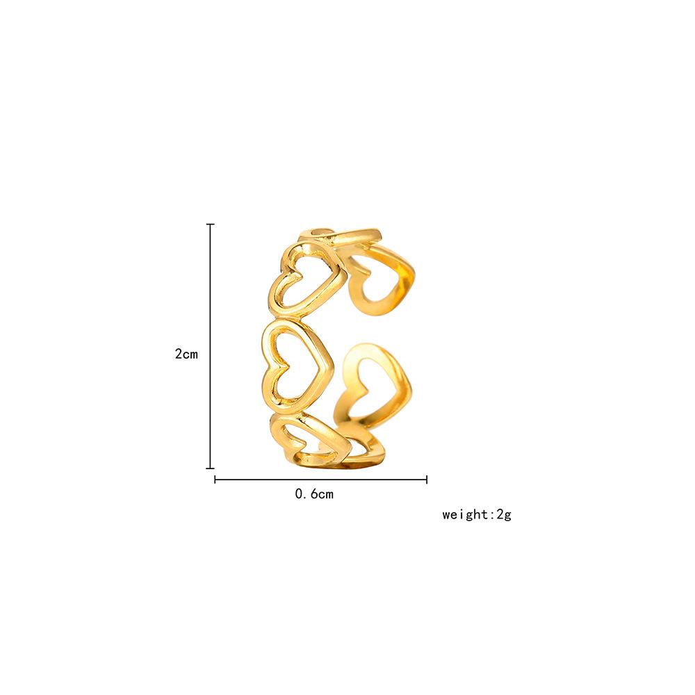 ins stainless steel hollow love design open ring fresh sweet simple fashion ladies ring