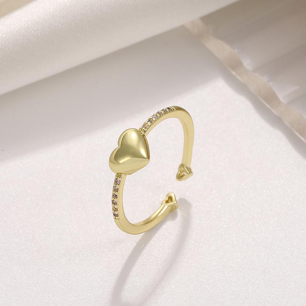 Ins diamond love ring female fashion personality creative geometric opening index finger ring heart-shaped couple ring