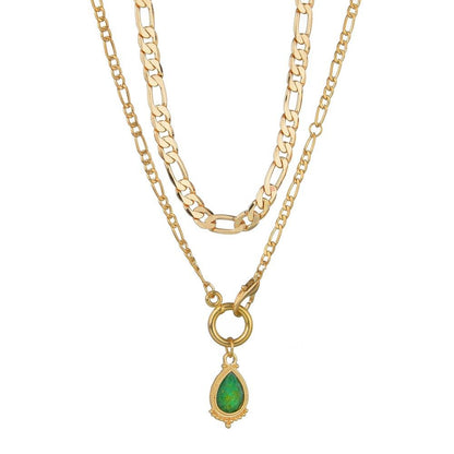 Vintage Alloy Drop Pendant Necklace Fashion Double Chain Necklace Ladies Accessories