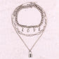 Jewelry multi-layer exaggerated creative chain necklace collarbone chain letter padlock-shaped necklace female