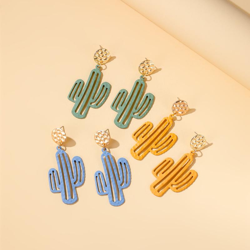 Popular Earrings Temperament Net Red Cute Cactus Earrings Harajuku Personality Exaggerated Cartoon Earrings Female