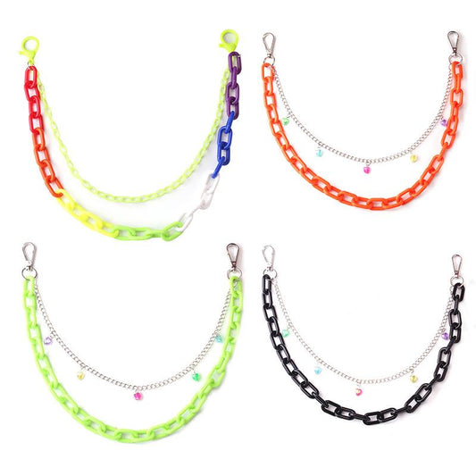 Jewelry Acrylic Double Chain Keychain Pendant Hip Hop Pants Chain Fashion Peach Heart Decoration