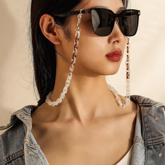 Fashion leopard print color matching mask rope simple acrylic personality cross thick chain trend glasses chain