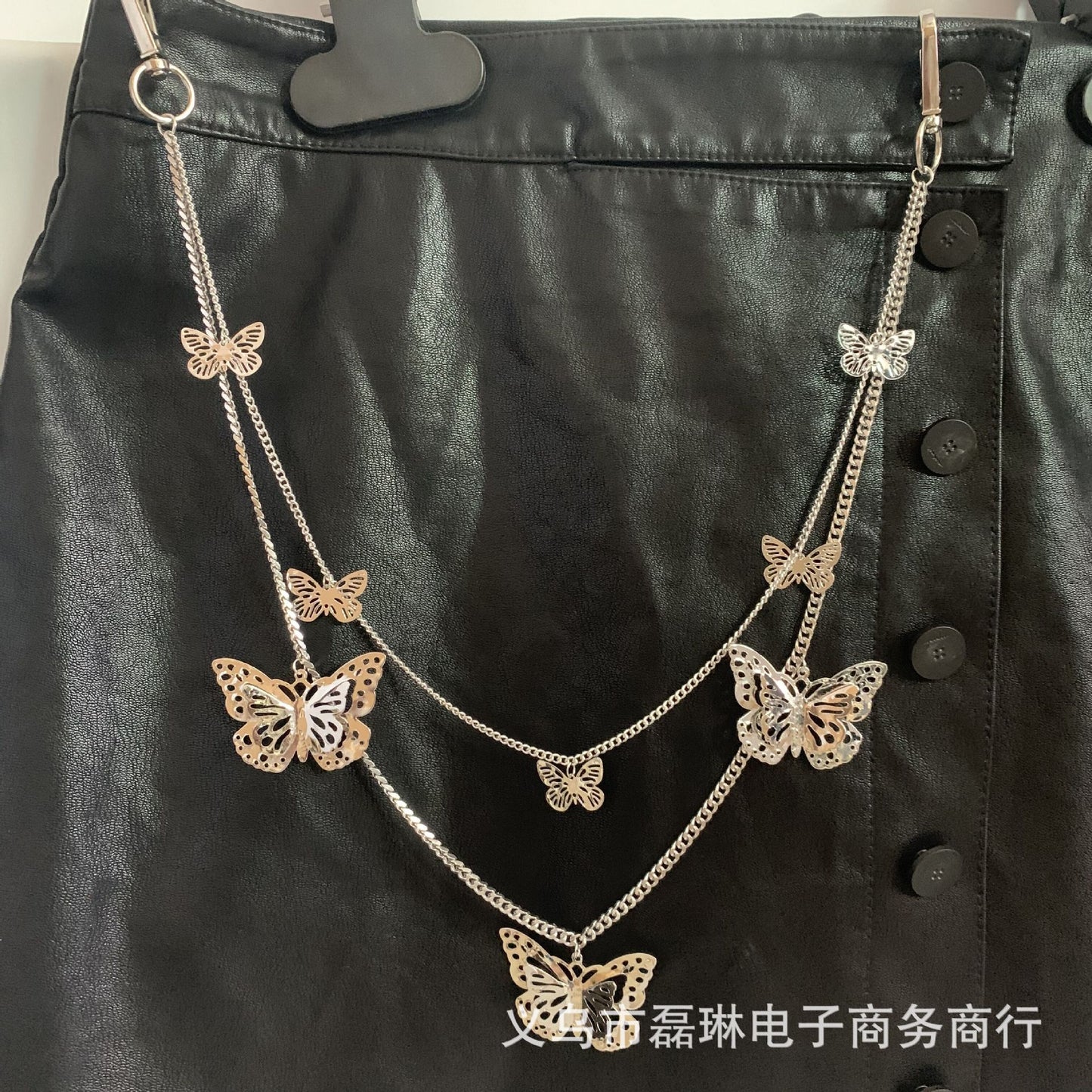 Waist chain female ins net red double layer retro butterfly pants chain belt punk hip-hop pants hanging chain accessories tide