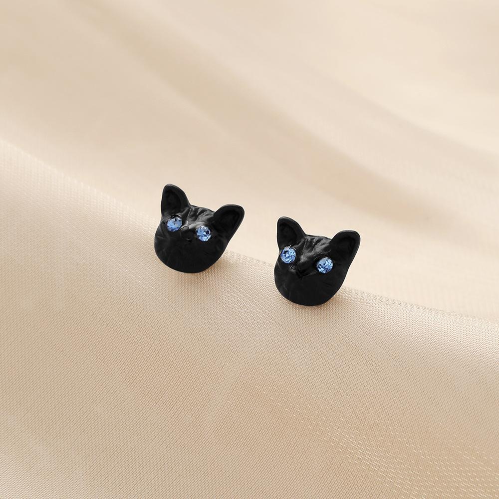 Classic Fashion Cute Ladies Simple Design Animal Black Cat Earrings Jewelry Source