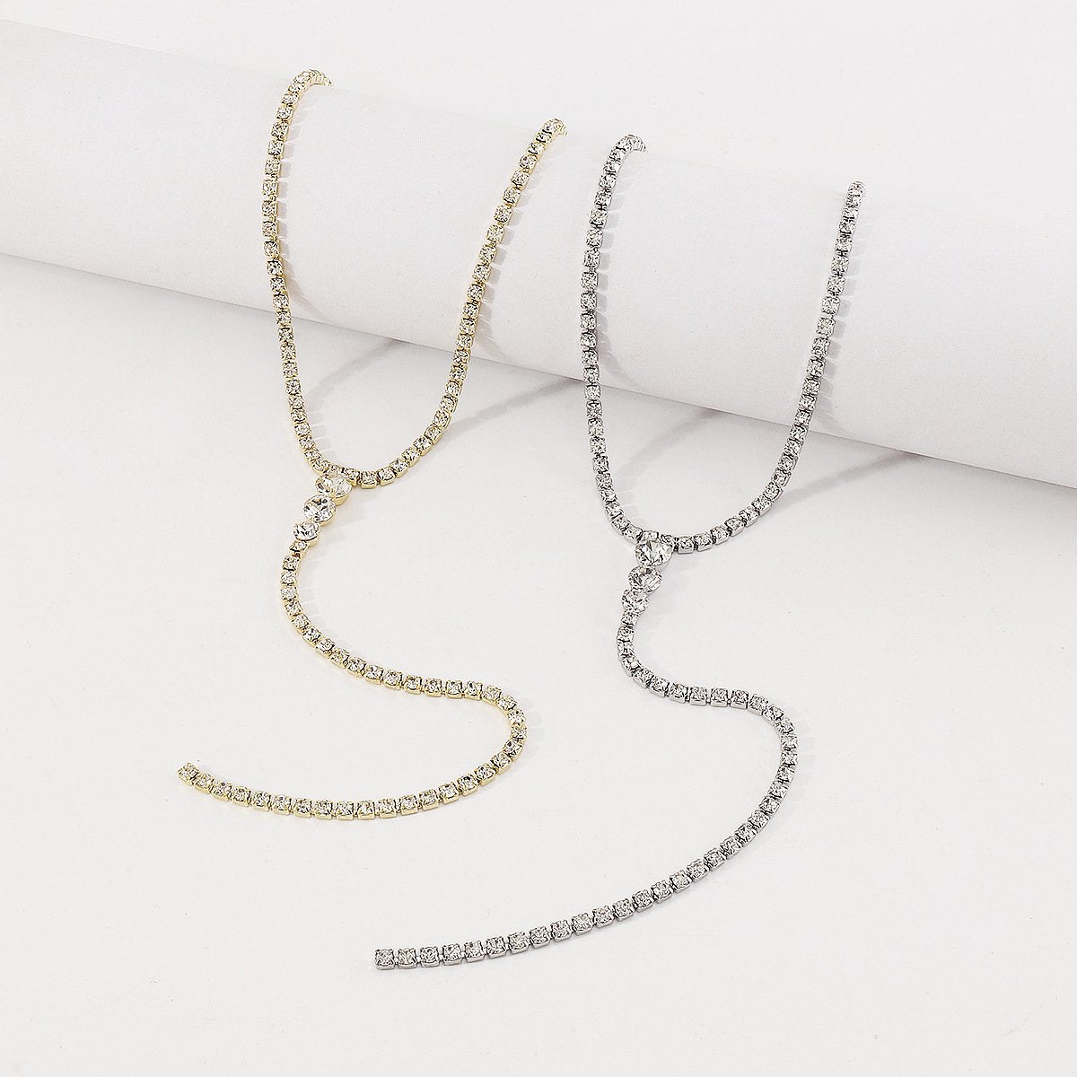 N198 Jewelry Claw Chain Full Diamond Trendy Luxury Necklace Y-shaped Retro Temperament Net Red Necklace Female