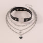 N1263 Niche Punk Dark Black Necklace Leather Rivet Personality Rock Necklace Exaggerated Chain Necklace