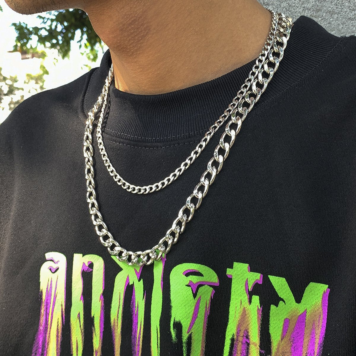 Jewelry Hip Hop Punk Metal Chain Men's Necklace Fashion Simple Geometric Necklace Set