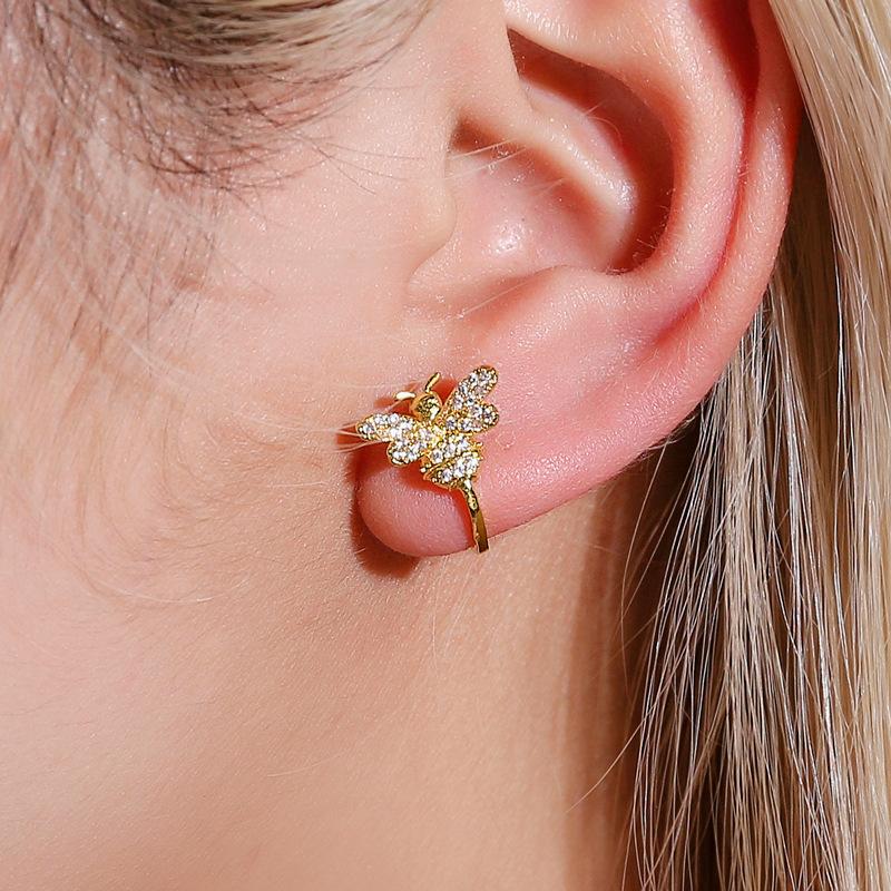 Earrings Cute Bee Ear Clip No Ear Pierce Earring Female Personality Diamond Insect Ear Bone Clip