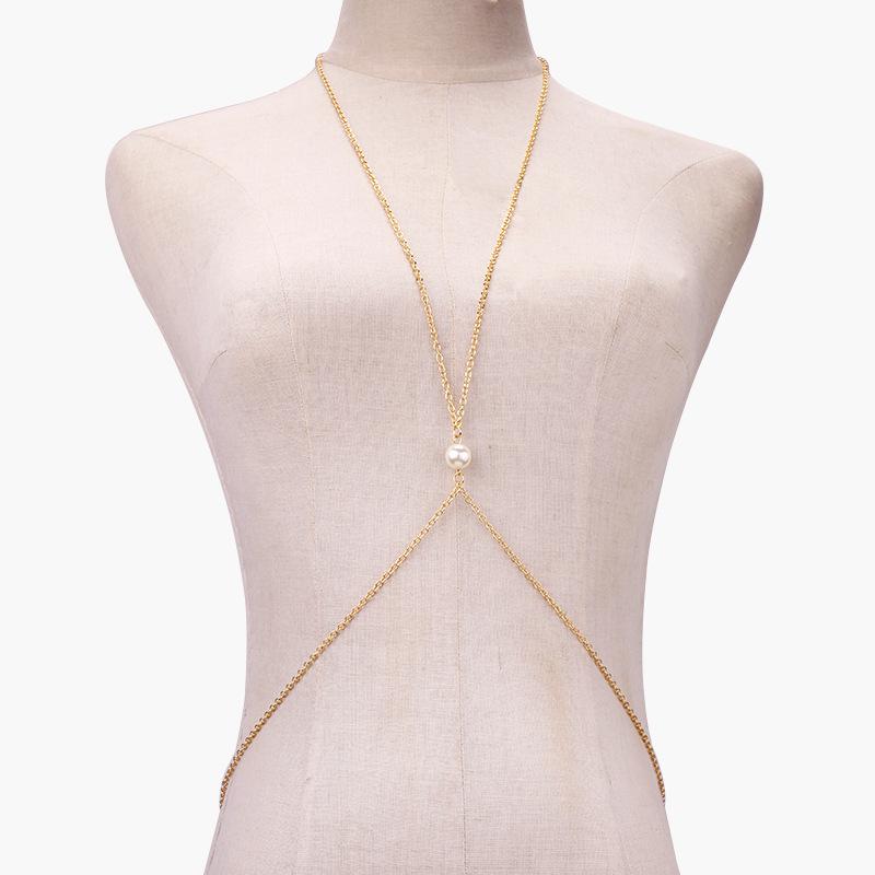 Fashion Street Shooting Summer Beach Sexy Bikini Pearl Connection Waist Chain Body Chain One Chain Accessories