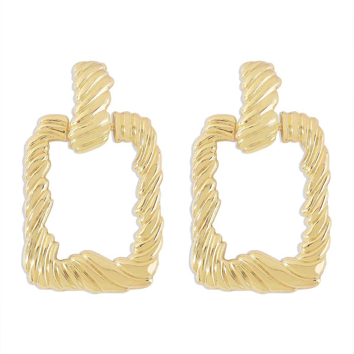 E186 Exaggerated Retro Metal Square Fashion Earrings Cold Thread Atmospheric Earrings Women