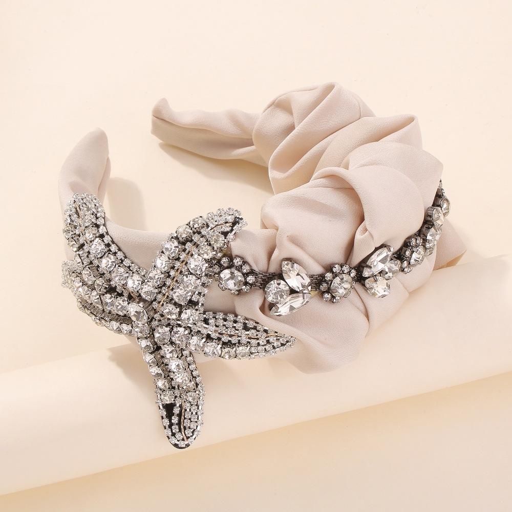 F3182 Exaggerated personality starfish headband fabric retro light luxury hair accessories palace diamond dinner headband