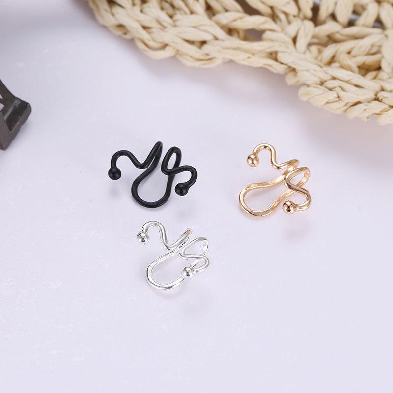 Exaggerated Personality Simple Snake Bone Match Head Curved Shape Geometric Ear Clip Popular No Pierced Earrings