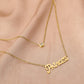 Stainless Steel Necklace Temperament Simple Design Letter Diamond Clavicle Chain Double Chain Necklace
