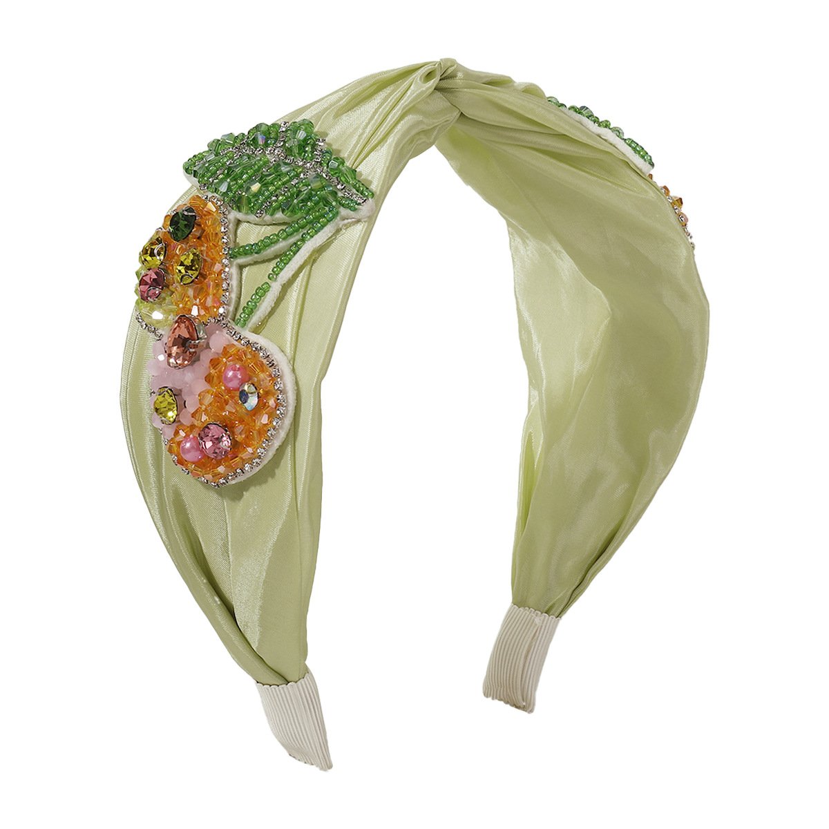 F4656 Temperament is sweet, small and fresh, candy-colored hair hoop fabric wide-brimmed imitation crystal rhinestone cherry head hoop